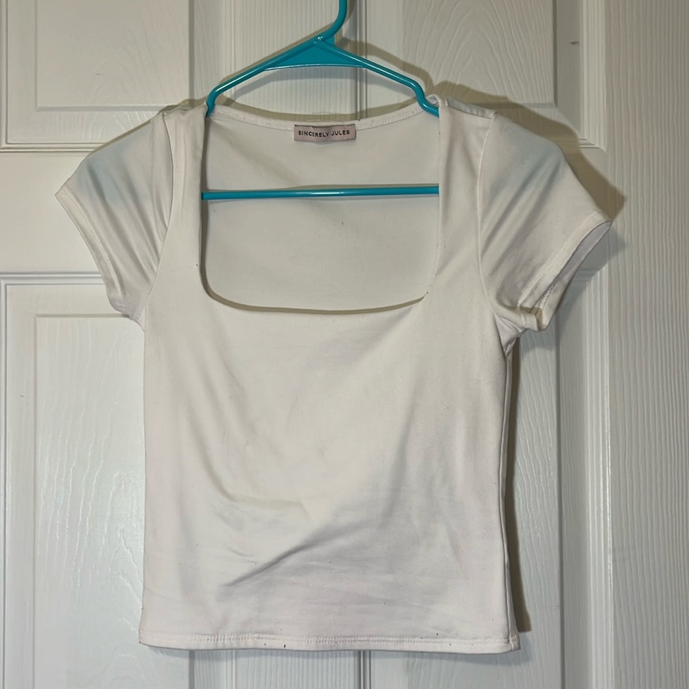 square neck white t-shirt